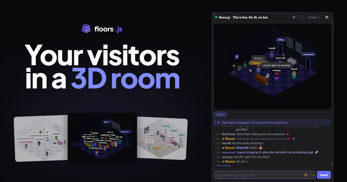 floors.js - Real-Time 3D Chat Rooms for Websites